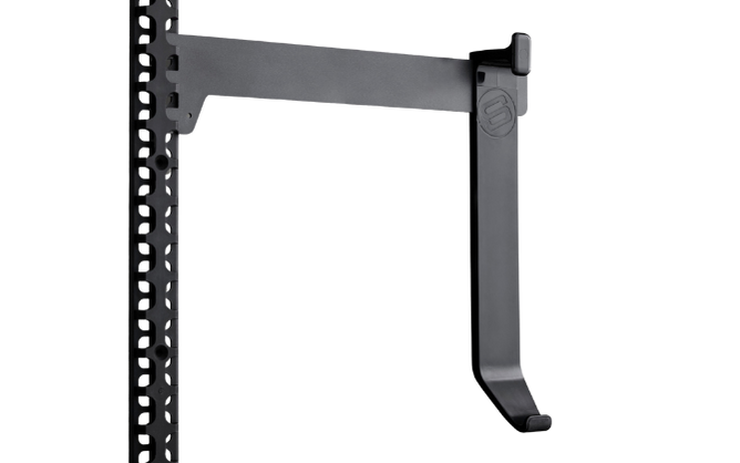 Black metal bracket on a white background